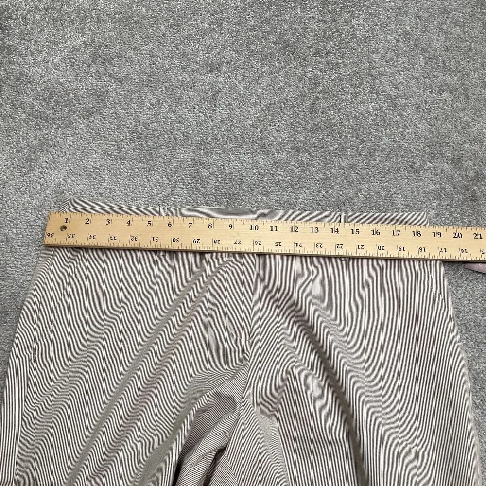 Courtenay High Rise Bermuda Dress Shorts Womens 14W White Brown Pinstriped NWT
